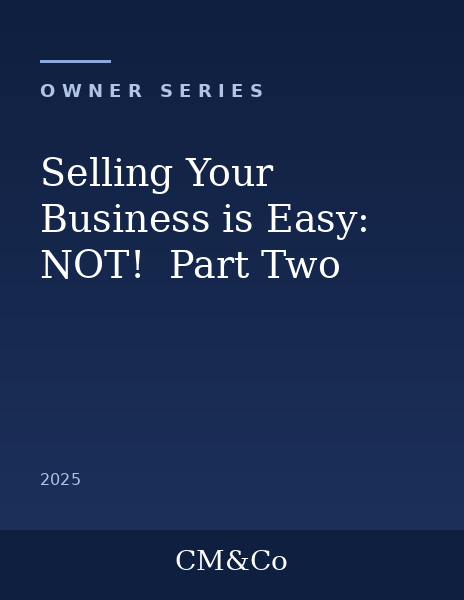 Selling Your Business is Easy: NOT! Part Two, cover